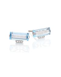 KALAN by Suzanne Kalan | Metallic Soleil Blue Topaz, Diamond & 14k White Gold Layered Baguette Stud Earrings | Lyst