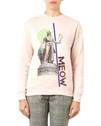 Être Cécile Pink X Laura Brown Meow-Print Sweatshirt