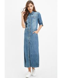 denim shirt with maxi dress