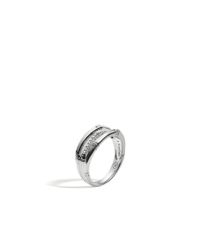 John Hardy | Metallic Bamboo Ring In Silver With Diamonds | Lyst