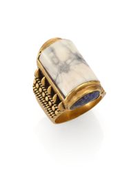 A Peace Treaty | Natural Yabaana White Agate Carved Bezel Ring | Lyst