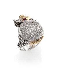 John Hardy | Metallic Naga Diamond Ruby 18k Yellow Gold Sterling Silver Dragon Ring | Lyst
