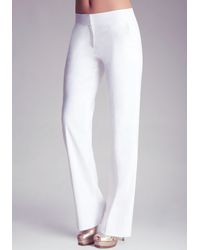 petite white wide leg trousers