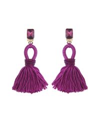 Oscar de la Renta | Purple Short Silk Tassel Earrings | Lyst