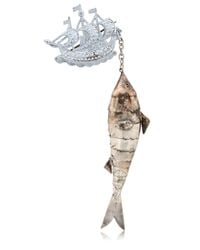 Maria Zureta | Metallic Articulated Fish Bronze Safety Pin | Lyst
