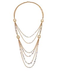 Alexis Bittar | Metallic Elements Moonlight Semi-Precious Multi-Stone, Shell Pearl & Crystal Draped Station Necklace | Lyst