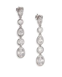 Adriana Orsini | Metallic Sterling Silver Multi-shape Linear Earrings | Lyst