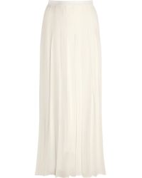Givenchy | Natural Pleated Culottes In Ivory Silk Crepe De Chine | Lyst