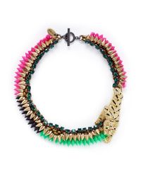 Venna | Multicolor Crystal Pavé Tiger Spike Crystal Necklace | Lyst