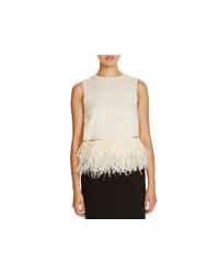 Endless Rose | Beige Feather Hem Top | Lyst