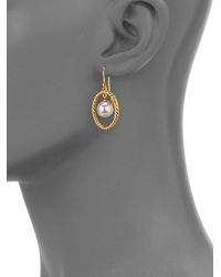 Majorica | Metallic 10mm White Pearl Rope Oval Drop Earrings/goldtone | Lyst
