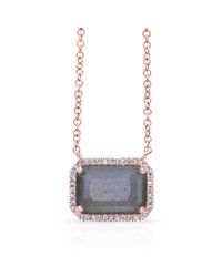 Anne Sisteron - Pink 14kt Rose Gold Rectangle Labradorite Diamond Necklace - Lyst