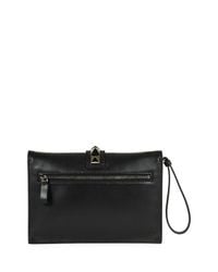 Valentino Black Lock Rockstud Vitello Clutch Bag