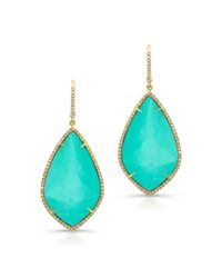 Anne Sisteron | Blue 14kt Yellow Gold Turquoise Diamond Rose Cut Earrings | Lyst