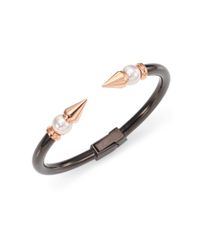 Majorica | Pink 8mm White Pearl Spike Cuff Bracelet | Lyst