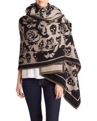 Alexander McQueen | White Roses & Skull Knit Blanket | Lyst