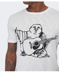 True Religion White Buddha Print Cotton T-shirt for men