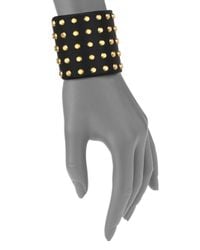 Michael Kors | Black Cityscape Astor Studded Leather Cuff Bracelet | Lyst