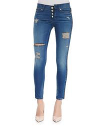 Hudson Jeans Blue Sid Foxy Zipside Distressed Skinny Jeans
