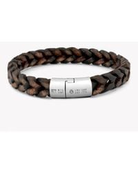 Tateossian | Vintage Cobra Bracelet In Black And Brown Leather With Silver Clasp for Men | Lyst