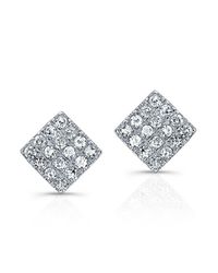 Anne Sisteron - 14kt White Gold Diamond Mini Square Stud Earrings - Lyst