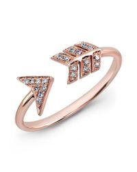Anne Sisteron - Pink 14kt Rose Gold Diamond Arrow Ring - Lyst