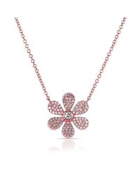 Anne Sisteron - Pink 14kt Rose Gold Diamond Daisy Necklace - Lyst