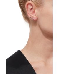 EF Collection | Metallic Rose Gold Floating Diamond Leaf Ear Cuffs | Lyst