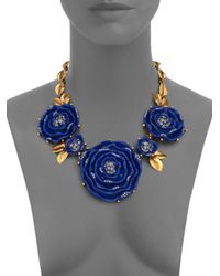 Oscar de la Renta | Blue Rose Statement Necklace | Lyst