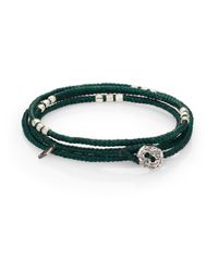 M. Cohen | Green Four Layer Knotted Wrap Silver Bead Bracelet | Lyst
