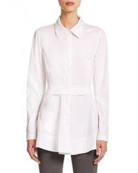 Donna Karan | White Poplin Peplum Top | Lyst