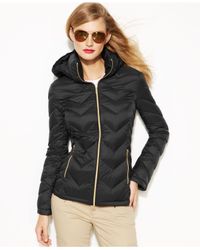 michael kors chevron quilted down coat