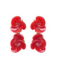 Oscar de la Renta | Red Resin Flower Drop Earring | Lyst