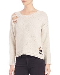 Wildfox | White Dinner Party Distressed Crewneck Sweater | Lyst