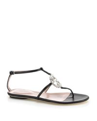 Gucci | Black Gg Sparkling Crystal & Leather Logo Sandals | Lyst