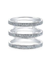 Anne Sisteron - 14kt White Gold Diamond Triple Bar Ring - Lyst