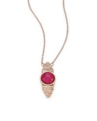 Jacquie Aiche | Pink Ruby, Diamond & 14k Rose Gold Deco Steps Necklace | Lyst