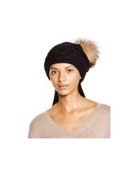 Inverni | Black Braid Knit Beanie With Asiatic Racoon Fur Pom-pom | Lyst