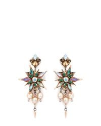 Erickson Beamon | Multicolor Iron Butterfly' Floral Crystal Glass Pearl Earrings | Lyst