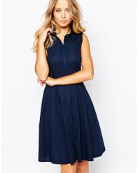 navy sleeveless shirt dress