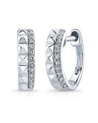 Anne Sisteron - Metallic 14kt White Gold Spike & Diamond Huggie Earrings - Lyst