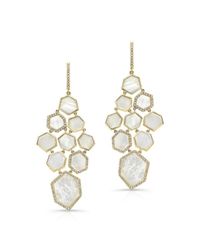 Anne Sisteron - Metallic 14kt Yellow Gold White Mother Of Pearl Diamond Chandelier Earrings - Lyst