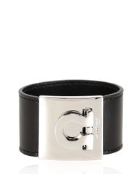 Ferragamo | Metallic Gancino Leather Cuff Bracelet | Lyst