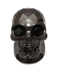 Alexander McQueen | Gray Textured Skull Ring | Lyst