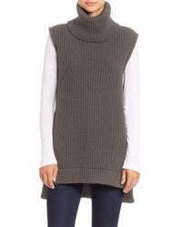 Saks Fifth Avenue | Gray Sleeveless Chunky Turtleneck Sweater | Lyst
