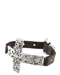 Emanuele Bicocchi | Metallic Silver Cross Leather Bracelet for Men | Lyst