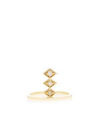Azlee | Metallic 18k Gold And Diamonds Single Burst Ring | Lyst