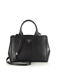 Prada | Black Soft Calf Tote | Lyst