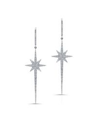 Anne Sisteron - 14kt White Gold Diamond Star Wand Earrings - Lyst