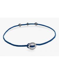 Tateossian - Diamond Knot Bracelet In Blue Macramé With 3 Black Diamonds & Silver Button for Men - Lyst